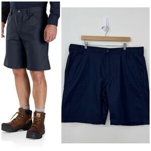 NWT Carhartt Relaxed Fit Canvas Work Shorts Size 40 Navy Rugged Flex